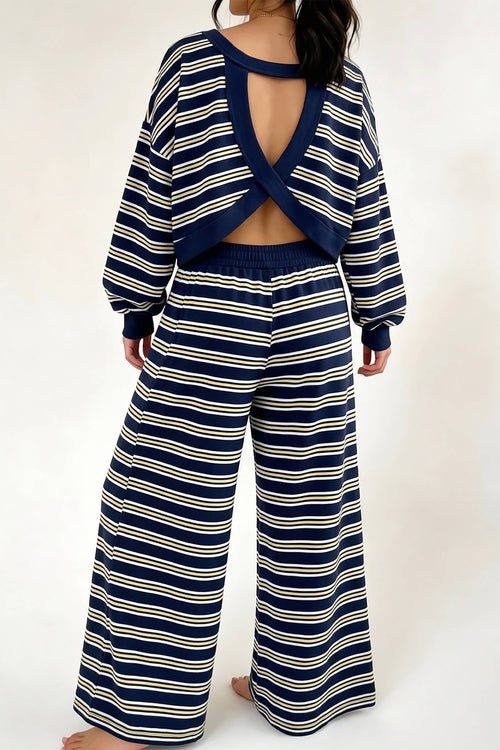Back Cutout Top and Wide Leg Pants