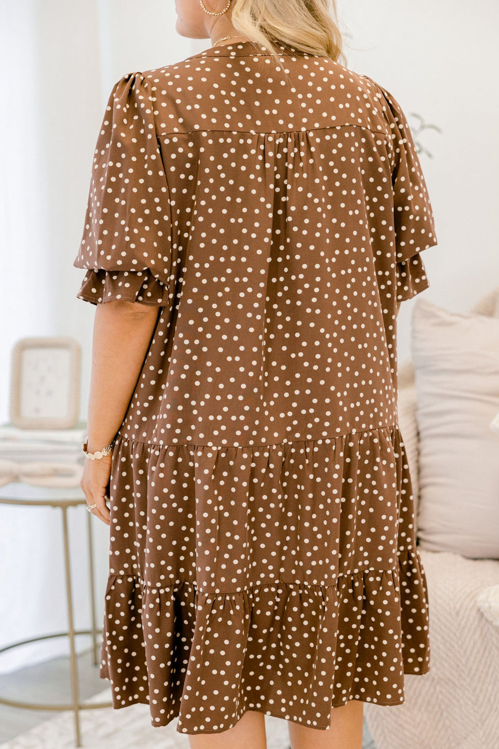 Off Duty Brown Polka Dot Dress