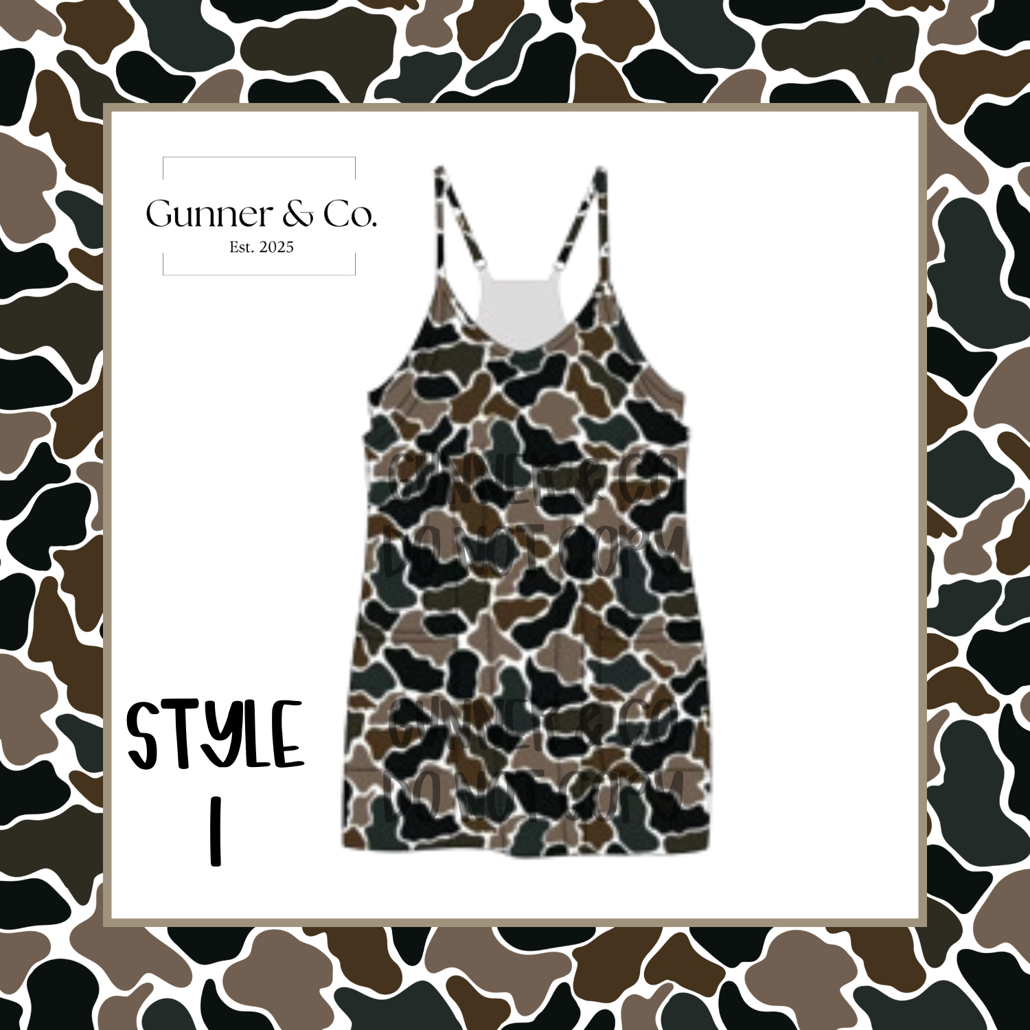 RTS ADULT CAMO DRESS ROMPERS