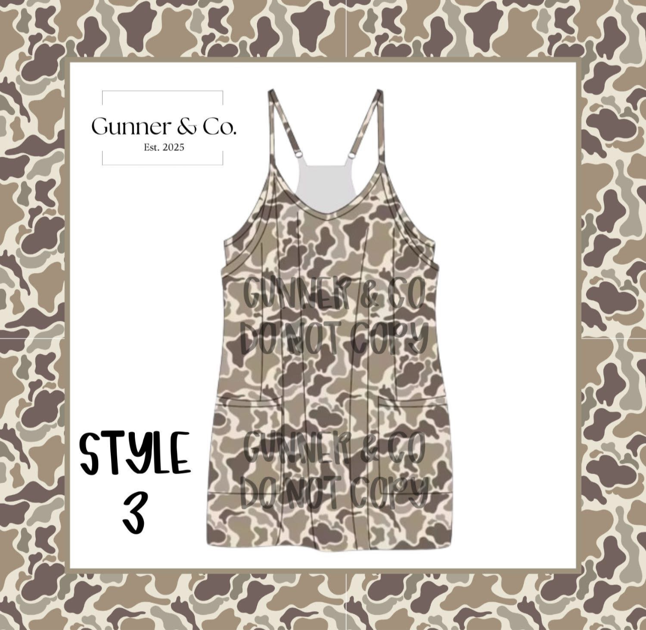 RTS ADULT CAMO DRESS ROMPERS