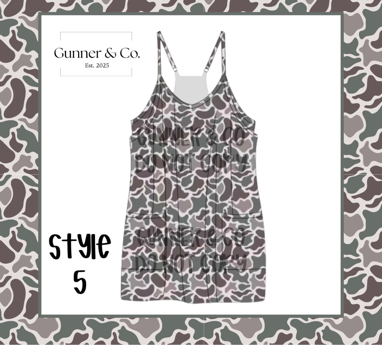 RTS ADULT CAMO DRESS ROMPERS