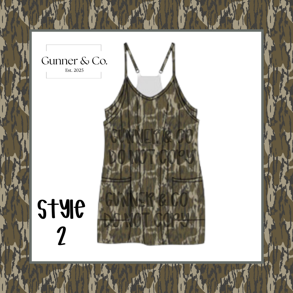 ADULT CAMO DRESS ROMPERS