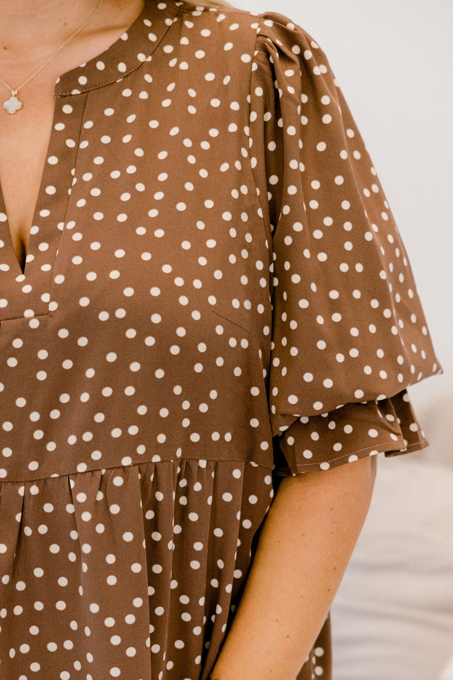 Off Duty Brown Polka Dot Dress